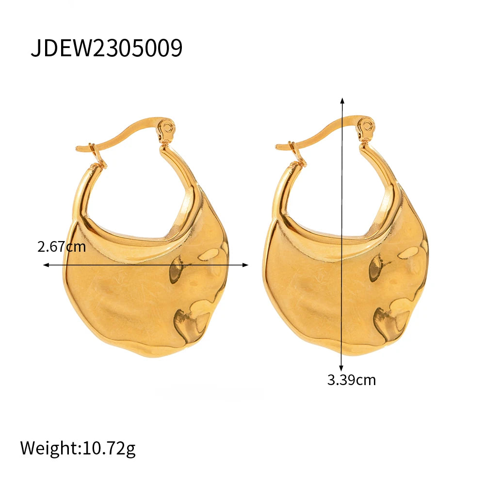 Metallstruktur 18K vergoldete Edelstahl-Ohrringe Mild Nicht reizend Damen Minimalistische Klobige Vintage Schmuck Geschenk