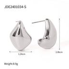 Stainless Steel Waterproof 18k Gold Plated Geometric Simple Beanie Water Drop Earrings Stylish Anti Allergic Distinctive Jewelry