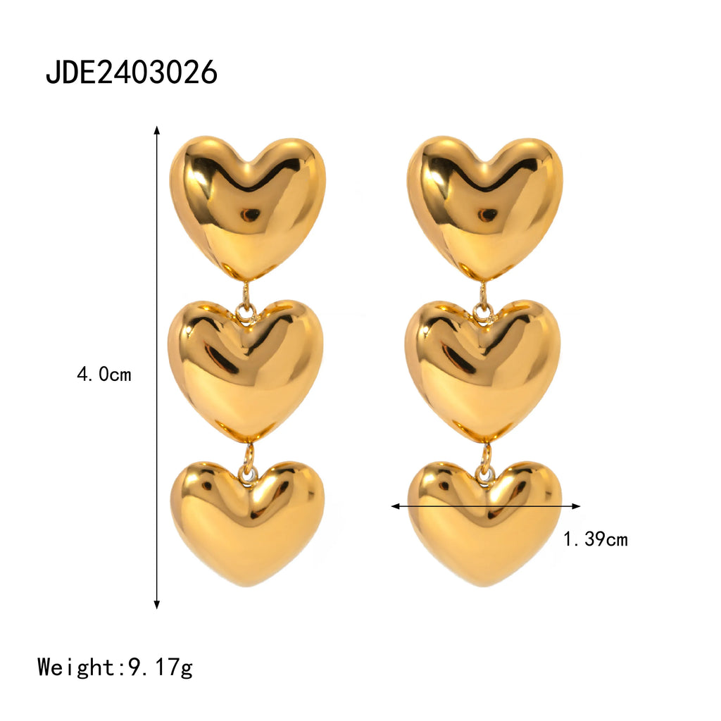 Серьги-подвески из нержавеющей стали 18K минималистичные, устойчивые к ржавчине, гладкие, в форме сердца любви, бесплатное очарование темперамента, ювелирные изделия для женщин, вечеринка