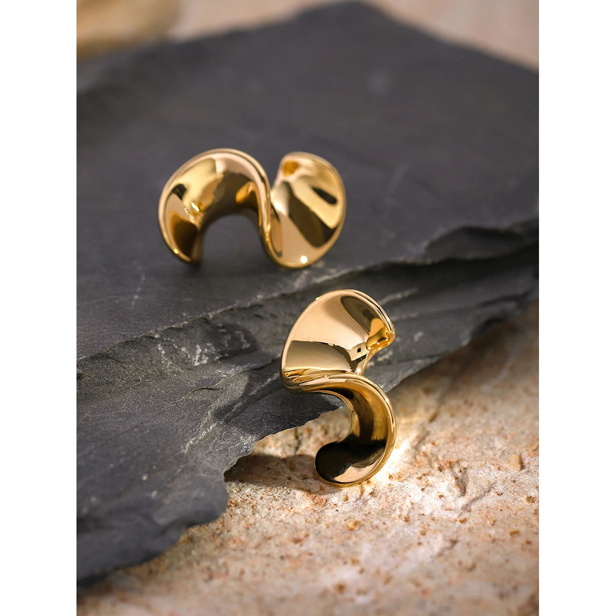 Minimalist 16K Gold Plated Statement Stainless Steel Artistic Spiral Design Earrings Creative Exclusive Personalized Jewelry