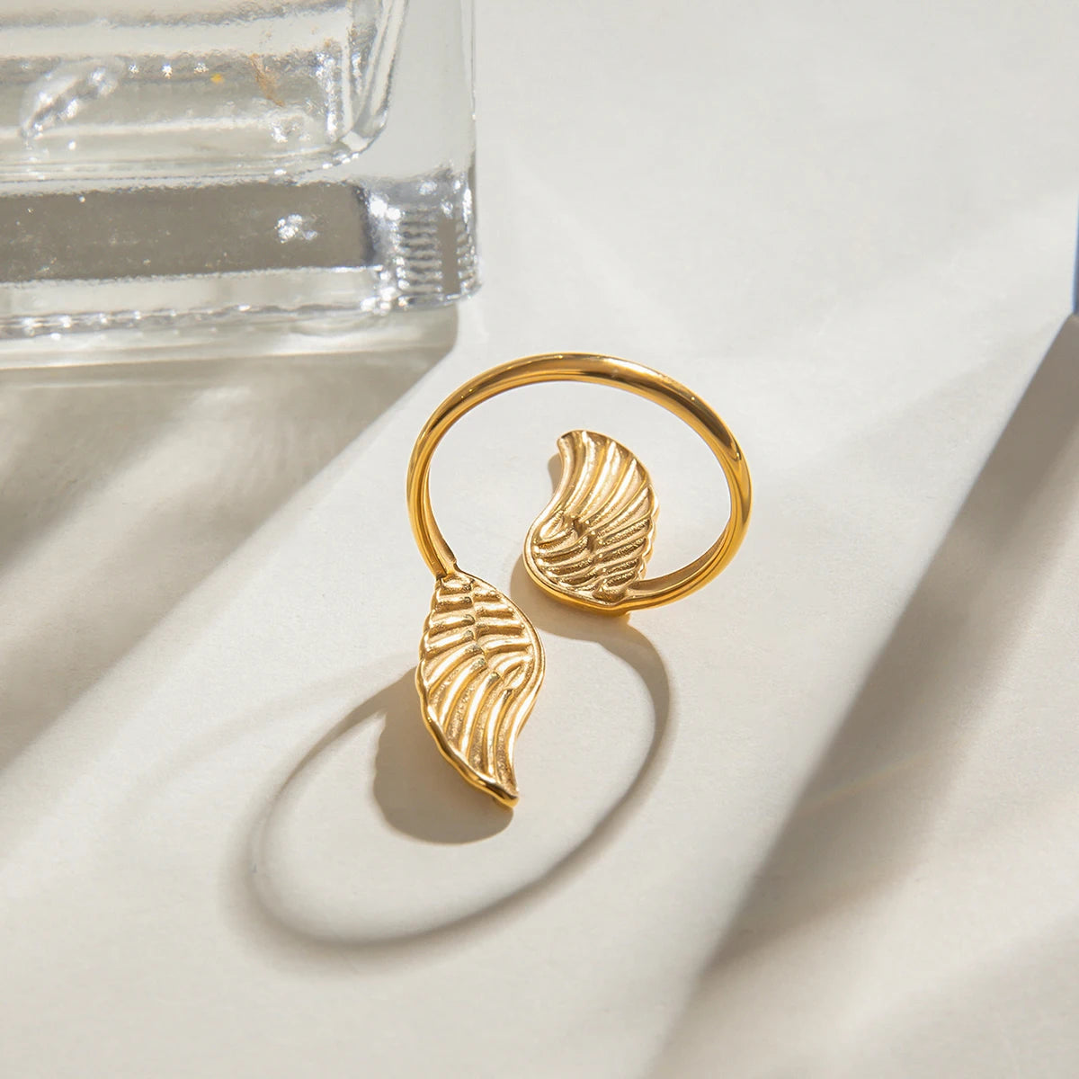 Übertriebene Friedens-Taubenflügel Retro Trend Offener Ring Damen Trendiger 18K Edelstahl Charm Anti-Allergische Schmuck Gala Geschenk