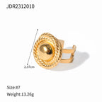 18k vergoldeter, filigraner Edelstahl-Spiral-Design-Ring, der einen offenen Ring umschließt, leicht, gemütlich, rostfrei, Bijoux Femme Gala Geschenk