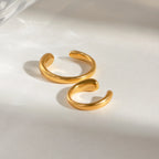 18k Goud Vergulde Roestvrijstalen Een Paar Minimalistische Gladde Oorclip Voorkomt Allergie Temperament Mode Charme Sieraden