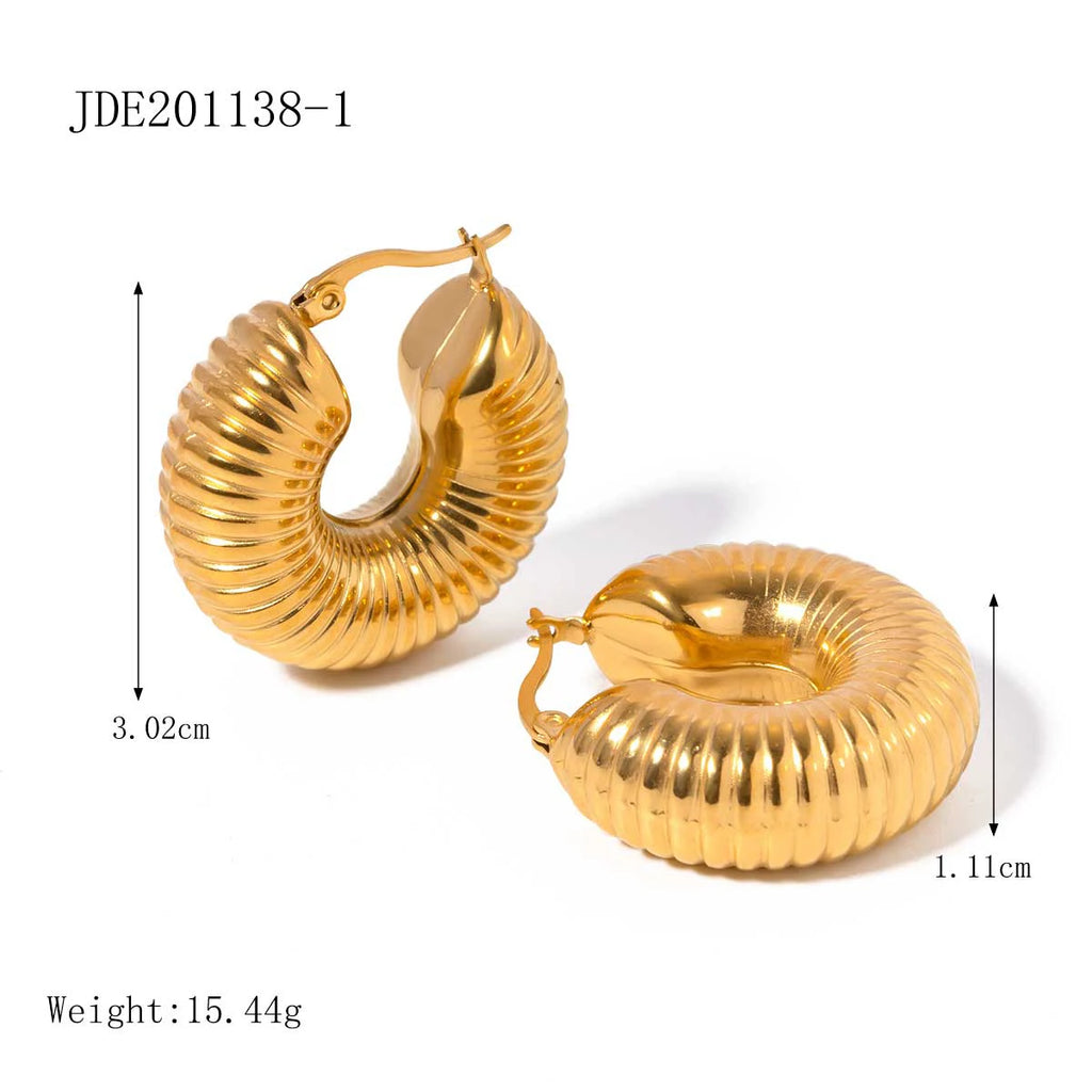 Minimalistisk Lys Hyggelig 18k forgyldt Simpel Stor Snegleskal formet Bøjle Øreringe Personlige smykker i rustfrit stål
