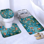 Chinese style Flowers and Birds Waterproof Shower Curtain Set Toilet Seat Cover Bath Non-Slip Mat Rug Carpet Bathroom Decor