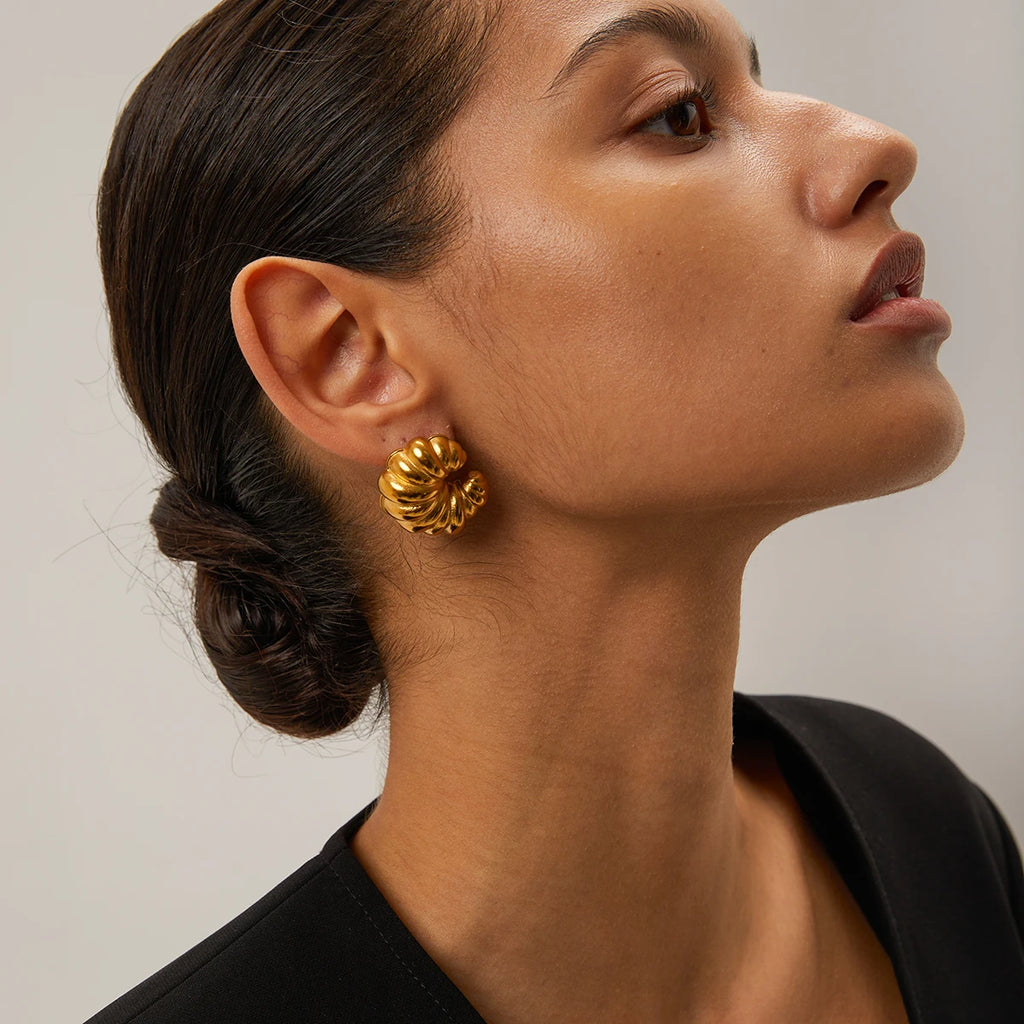 Pendiente grueso envolvente de croissant moderno chapado en oro de 18K de acero inoxidable clásico encantador único accesorios de joyería para gala