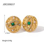 Edelstahl 18K vergoldet Malachit Einlage mit Teufelsauge Form Ring Ohrring Set Damen Finger Ohr anlauffreier Schmuck