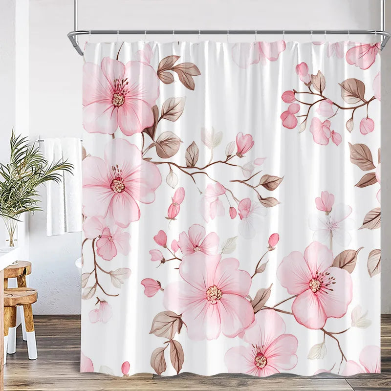 Blue Leaves Shower Curtain Watercolour Plant Eucalyptus Leaf Modern Simple Home Bathroom Decor Fabric Bath Curtains With Hooks
