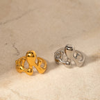 Edelstahl Unregelmäßiger Geometrischer Flüssiger Schmelz Offener Ring 18K Gold PVD Beschichtet Glatt Trendiger Modischer Charme Ring Für Frauen