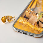 18K Gold Plated Charm Romantic Pattern Love Heart Photo Box Adjustable Open Ring Women Anti Allergic Gala Gift Jewelry