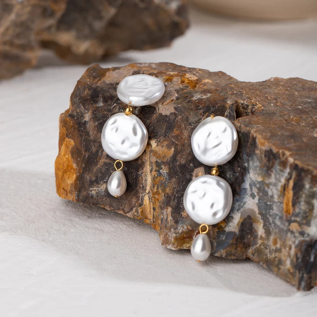 18K forgyldt erklæring Akryl perleknap glas vanddråbe øreringe kvinder rustfrit stål Rustfri smykker