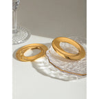 Oval Shaped Hollow Plain Earrings Stainless Steel Metal 18K PVD Gold Plated Women Prevent Allergy Delicate Jewelry - Grand Goldman