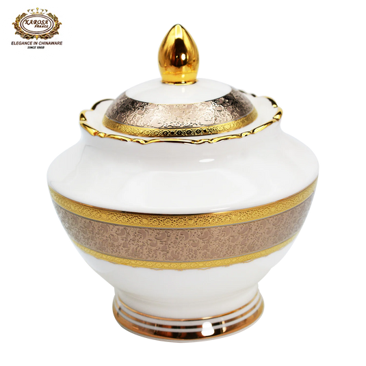 Ensemble de vaisselle de luxe doré de style royal Karosa 98 pièces en porcelaine anglaise