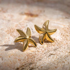 18K Gold Plated Summer Sea Ocean Series Vintage Starfish Pendant Earrings Stainless Steel Statement Waterproof Jewelry Women