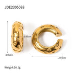 Creatieve roestvrijstalen liefdeshart hol C-vormige oorclip zonder aanslag 18K PVD goud vergulde metalen textuur mode sieraden