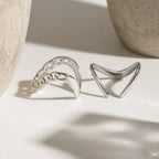 2er Set Stapelringe Silberfarbener Edelstahl V-förmiges Doppel-Lagen-Design Farblich beständige Unisex-Schmuck