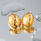 Boucles d'oreilles ovales plaquées PVD or 18 carats en acier inoxydable avec incrustation de strass blancs, charme étanche, accessoires pour femmes, cadeau de bijoux