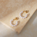 Rustfrit stål 18k guldbelagt minimalistisk lille risperle C-formede øreringe Sommer vandtætte Femme Gala Chic stilfulde smykker