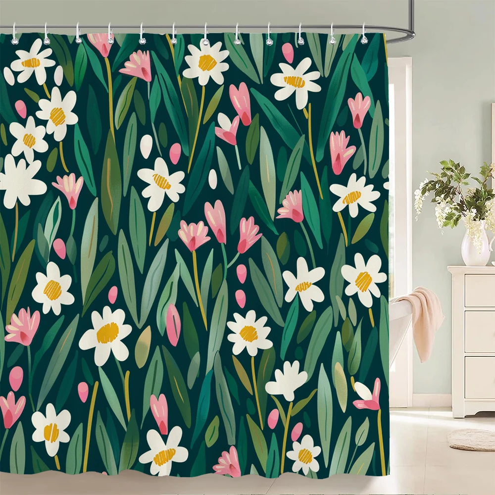 Nordic douchegordijn bloem plant patroon badkamer gordijnen badscherm waterdicht voor thuis badkamer decor print douchegordijn