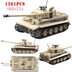 Military WW2 Tiger I Heavy Tank Building Blocks KV-2 Panther Tanks Army Weapons Soldiers Bricks Kids Toys Children Birthday Gift
