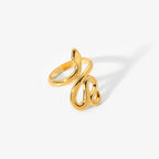 Creativity 18K Gold Plated Stainless Steel Serpentine Snake Shaped Series Open Ring Women Anti Allergic Charm Daily Jewelry