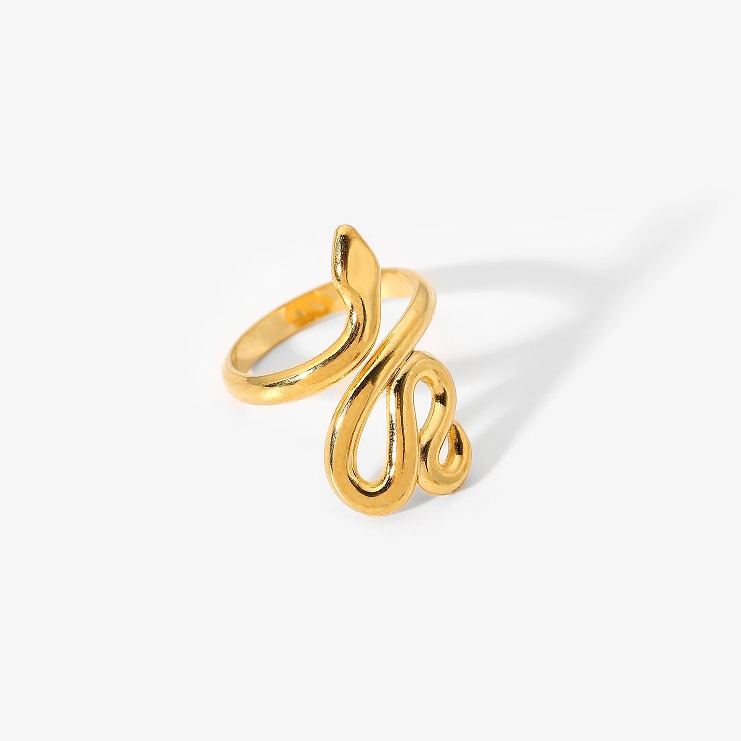 Creativity 18K Gold Plated Stainless Steel Serpentine Snake Shaped Series Open Ring Women Anti Allergic Charm Daily Jewelry