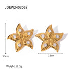 18K vergoldete Edelstahl-Seestern-Steckerohrringe, antiallergisches Metall, wasserdichter Statement-Schmuck für Frauen, Strandgeschenk