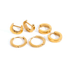 3 Pairs Per Card Stainless Steel Twisted Wrapped Earrings Ear Loops 18K PVD Plated Anti Allergic Rust Proof Jewelry - Grand Goldman