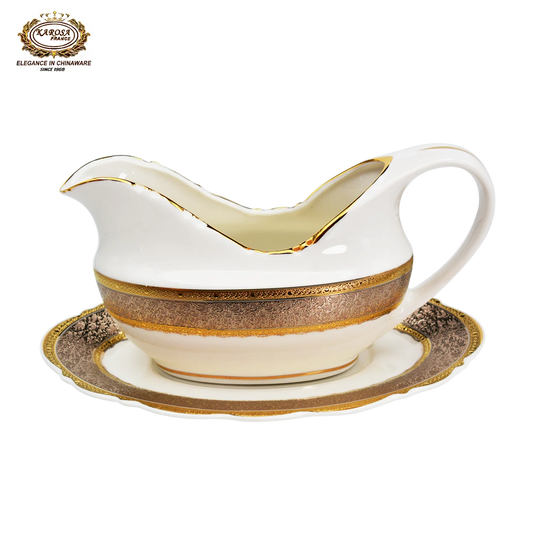 Ensemble de vaisselle de luxe doré de style royal Karosa 98 pièces en porcelaine anglaise