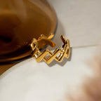 18k vergoldeter, rostfreier, geometrischer Edelstahl-Rhombus-Öffnungs-verstellbarer Ring-Anhänger, Statement, antiallergischer Schmuck