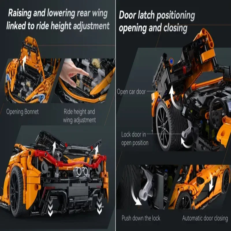 Cada 1:10 MOC Designer Pvdb Smiling Assassin Super Racing Car Model Building Blocks V8 Cylinder Car Speed Vehicle Toys for Kids