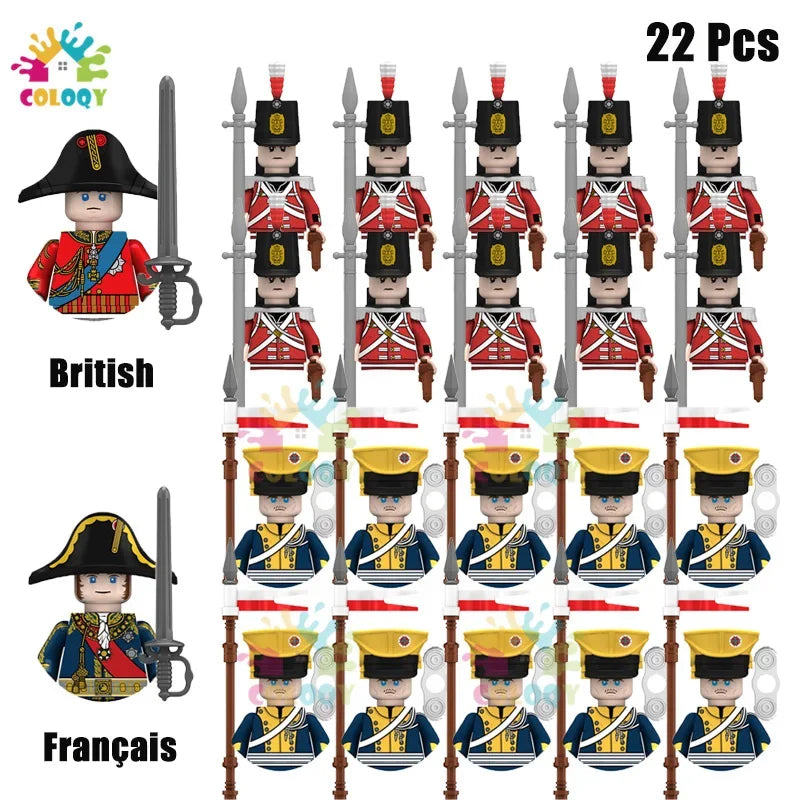 Kids Toys 22/10 Pcs Napoleonic Wars Military General Soldier Building Blocks Imperial Navy Figures Toys For Kids Birthday Gifts