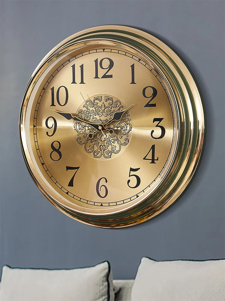 ساعت دیواری بی‌صدا وینزور آرت دکو فلز طلایی – دکوراسیون لوکس مدرن منزل ۴۰ سانتی‌متر