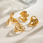 Stainless Steel Irregular Droplet Shaped Open Ring 18K PVD Plated Women Anti Allergic Rust Proof Stylish Jewelry