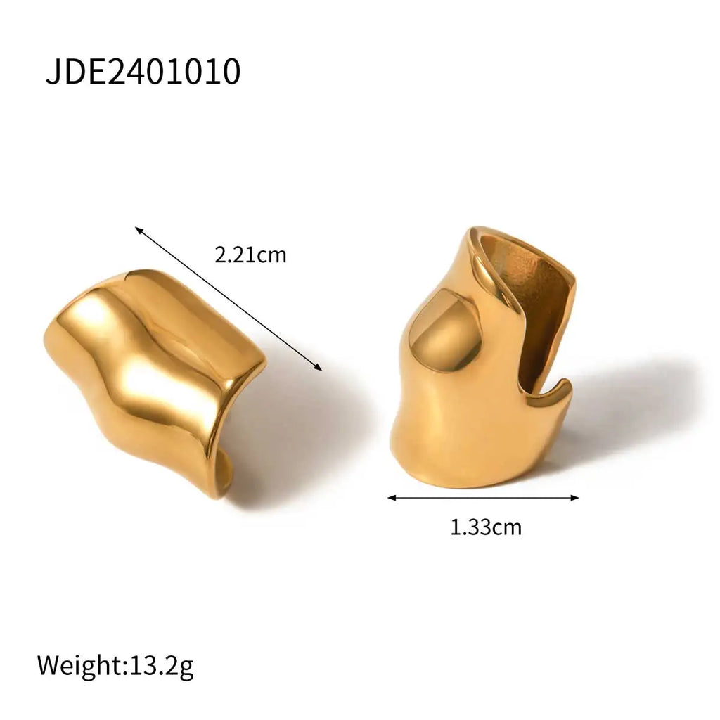 18k Goud Vergulde Roestvrijstalen Minimalistische Onregelmatige Gladde Oorclip Voorkomt Allergie Temperament Mode Charme Sieraden