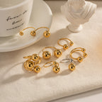 Geometrisch übertriebener Edelstahl-Kugel-Offenring-Set für Frauen Unregelmäßiges Design Runde verstellbare Schmuckgeschenk Anillos Mujer