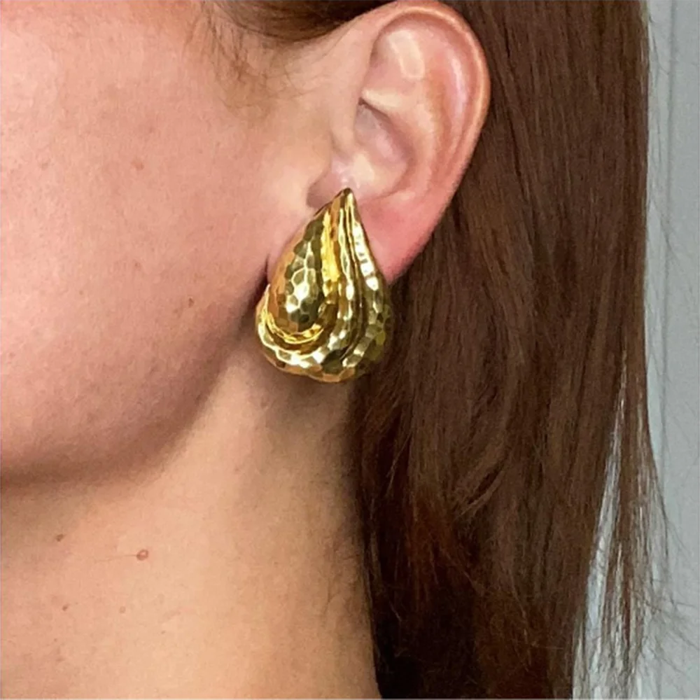 18K PVD forgyldt rustfrit stål Gevind kombinationsserie øreringe Metallic Series Charm Plettet Gratis Trendy smykker Bijoux