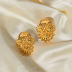 Stylish Unique Metal Textured Small Daisy Flower Design Earrings Stainless Steel 18k Gold Plated Women Holiday Jewelry - Grand Goldman