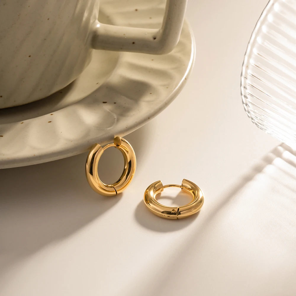 Simple Classic Circle Hoop Øreringe Til Kvinder Design Guld Sølv Hoop Øreringe Dame Rustfri Stål Øreringe Pendientes