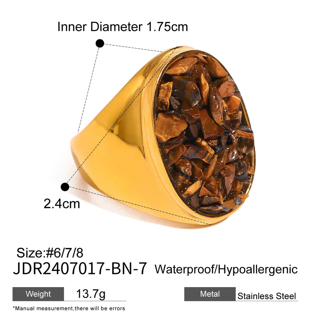 18k forgyldt rustfrit stål indlagt natursten Tigereye øreringe Halskæde serie Bijoux Femme vandtætte smykker