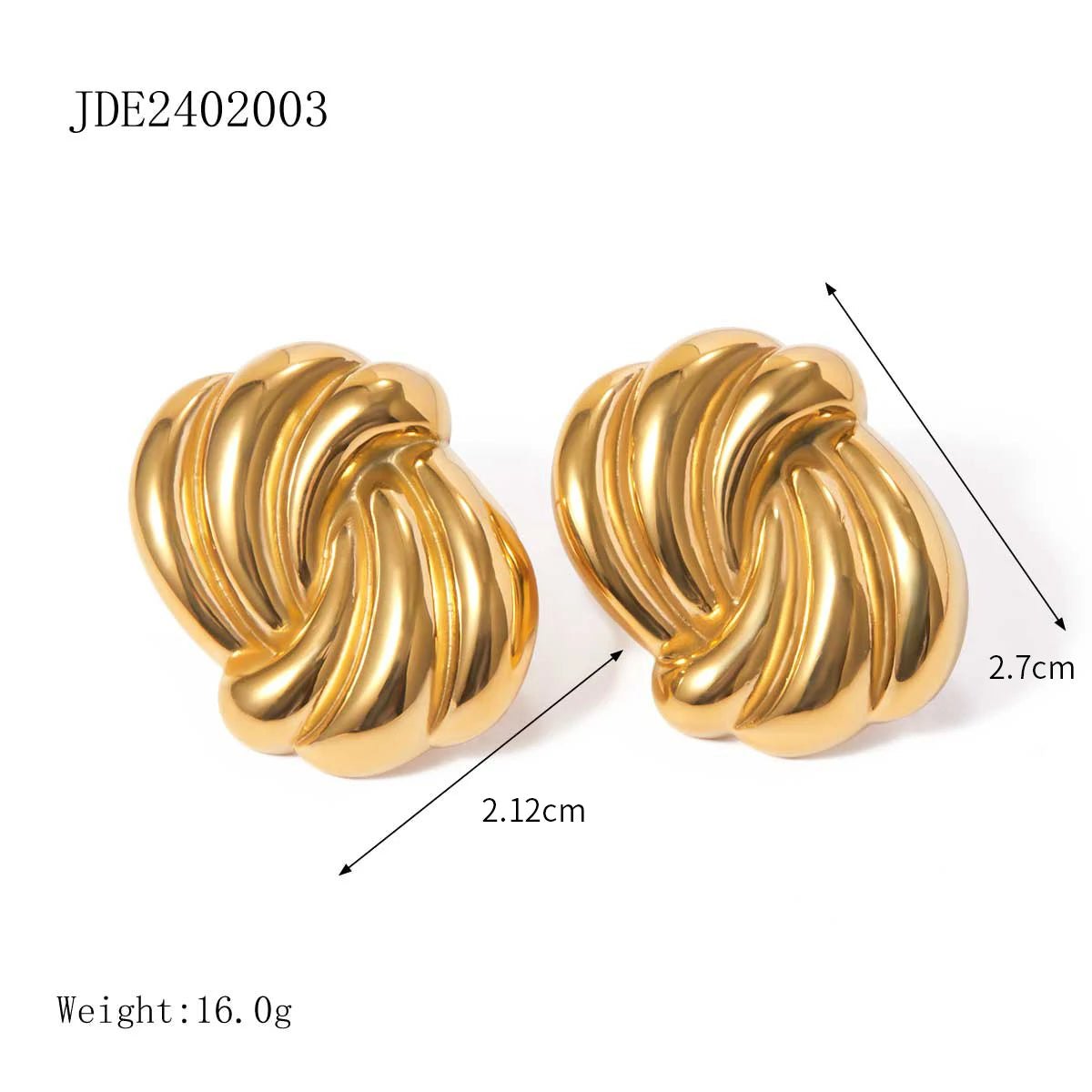 18K Gold Plated Summer Sea Ocean Shell Vortex Series Vintage Stud Earrings Stainless Steel Statement Waterproof Jewelry Women