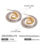 18K Gold Plated Gold Silver Color Blocked Niche Personality Simple Spinning Creative Earrings Women Anti Allergic Gala Gift
