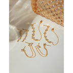 18K PVD-beschichteter Edelstahl Minimalistische Quaste Puder Guss Runde Zirkon Ohrringe Wasserdicht Hochwertiger Damenschmuck