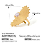 18K PVD-beschichteter Edelstahl Acryl Perle Hammer Korn Fächerförmiger Öffnungsring Leicht Gemütlich Damen Charme Statement Schmuck