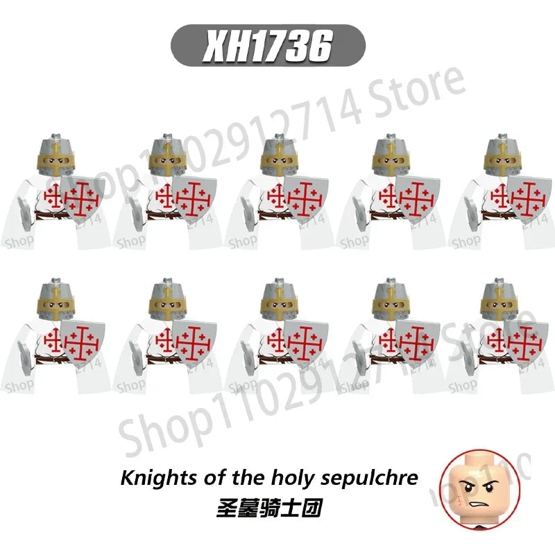 10Pcs/Set Historical Medieval Sparta Heroes Crusader Roman Soldiers Building Blocks Military Action Figures Bricks Toys For Kids