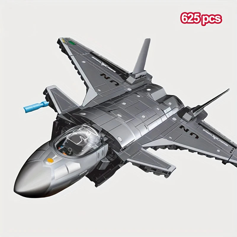 625pcs Military Fighter Jets Building Blocks, Boy's Toys, Creative Armed Aircraft Plane Assemblage Model Bricks