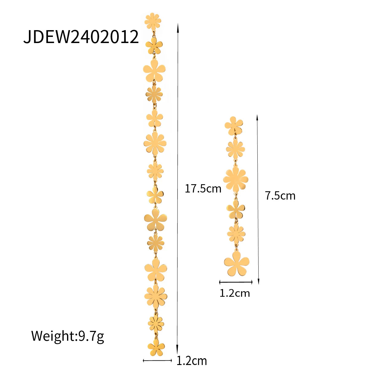 Schicke Sommer Edelstahl Leicht Luxus 18K PVD-beschichtete Lange Asymmetrische Kleine Gänseblümchen Anhänger Ohrringe Damen Statement Schmuck
