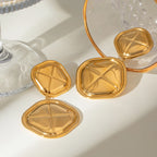 18K forgyldt rustfrit stål Glat brød Firkantede Buttede Øreringe Kvinder Charms Metal Tekstur Vandtæt Smykker Gala Gave