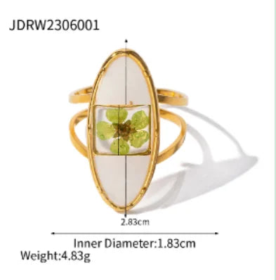 Literary Retro Eternity Flower Design 18K Gold Plated Jewelry Adjustable Stainless Steel Waterproof Ring For Ladies Jewelry Gift