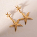 Tarnishproof Stainless Steel Chunky Luxury Starfish Pendants Earrings for Women 18K Gold Plated Thick Ear Minority Jewelry - Grand Goldman